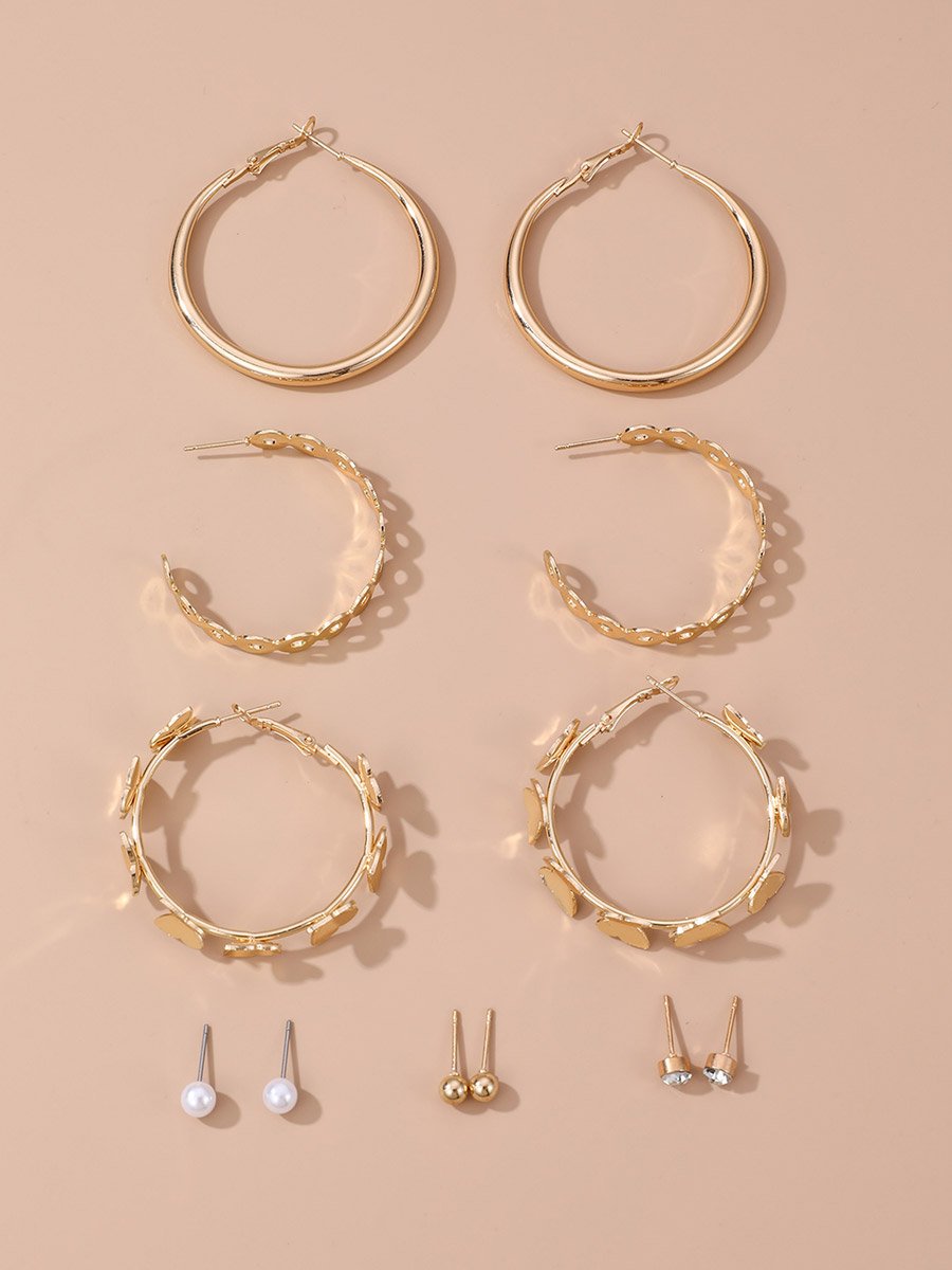Set of 6 - Golden Hoop Earring