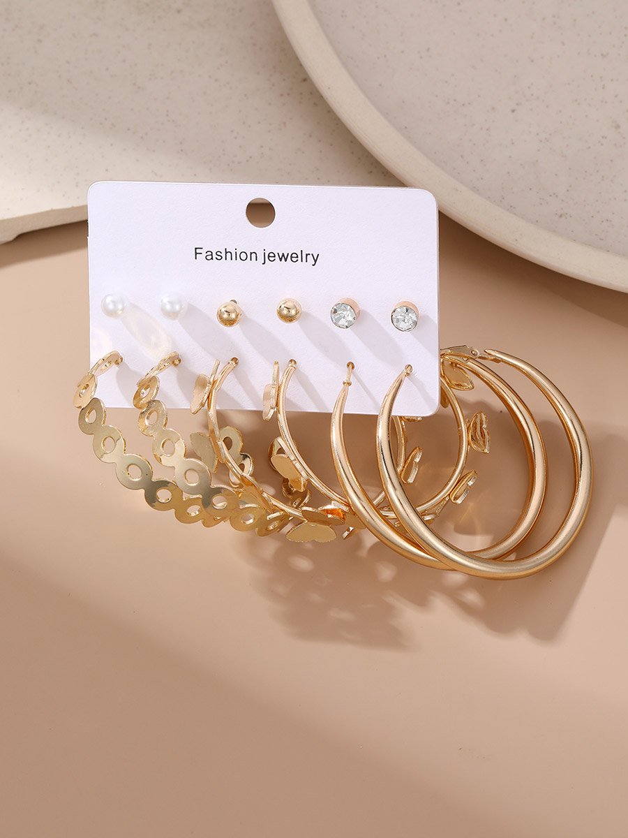 Set of 6 - Golden Hoop Earring