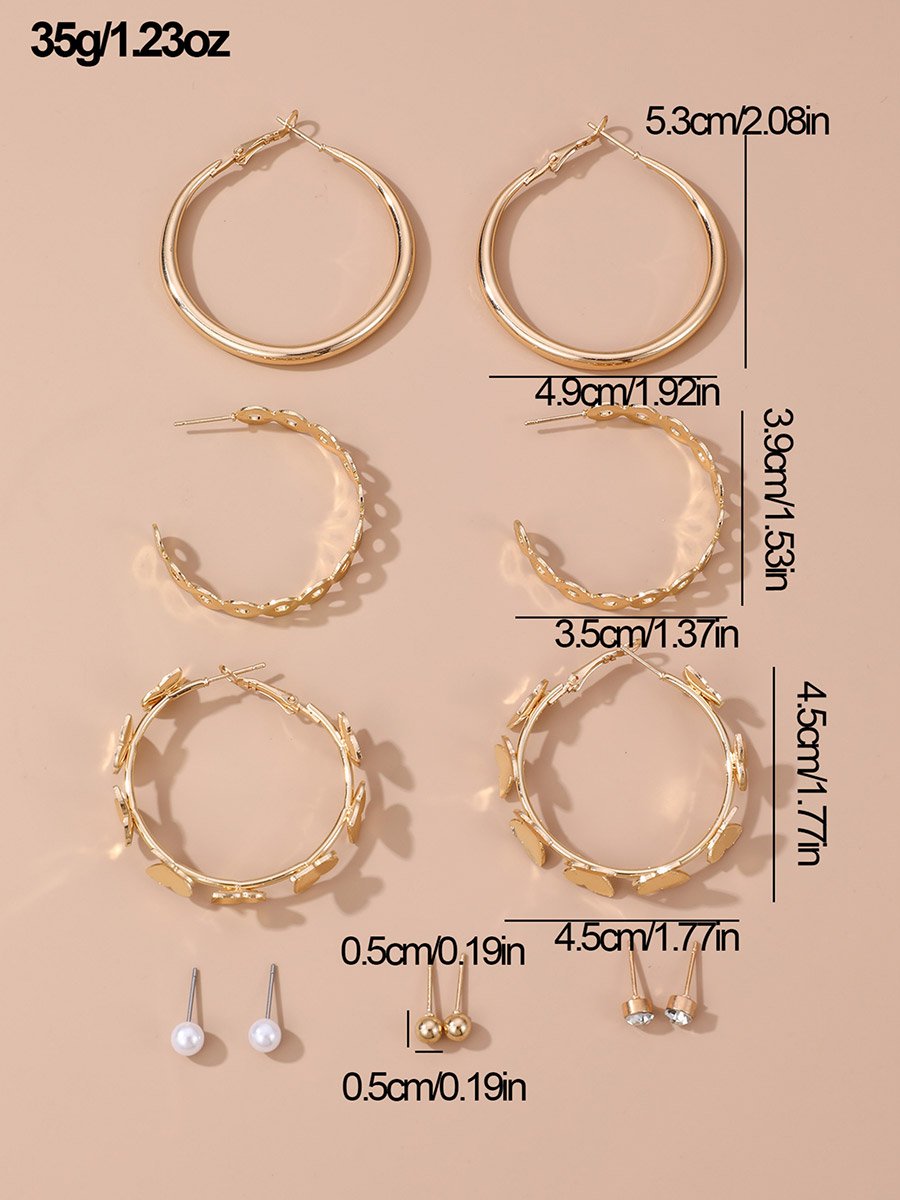 Set of 6 - Golden Hoop Earring