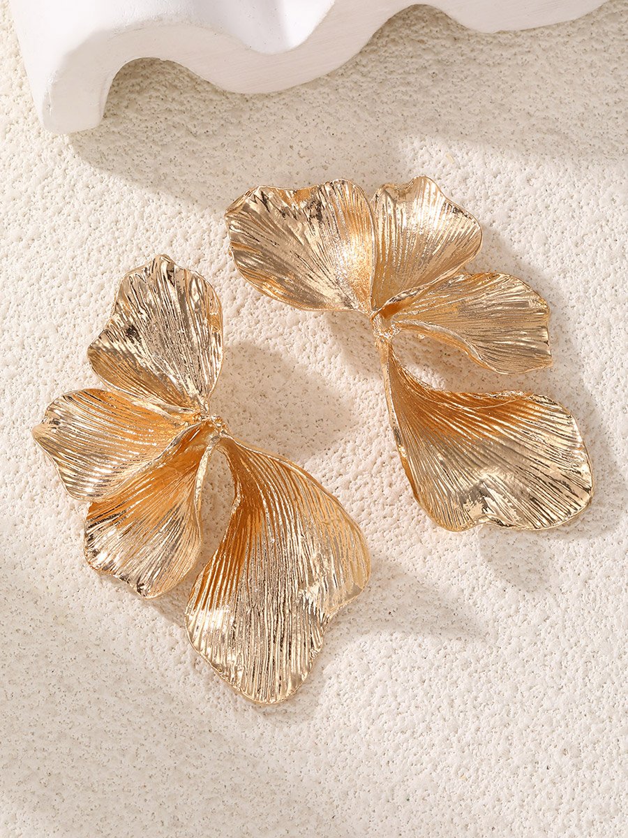 Golden Floral Stud Earrings