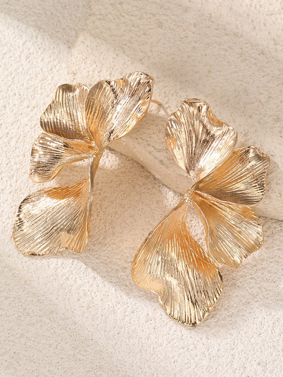 Golden Floral Stud Earrings