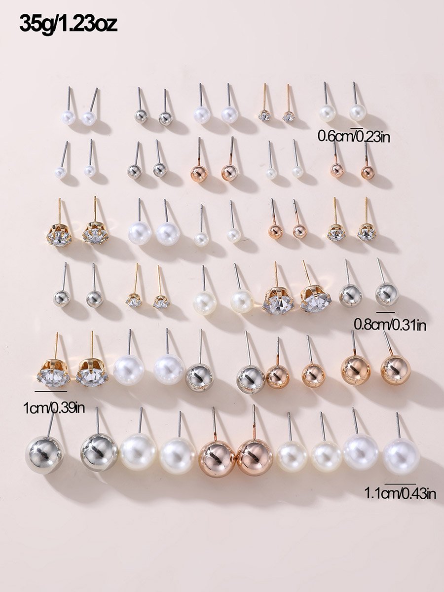 Set of 30 - Rhinestone and Faux Pearl Earrings