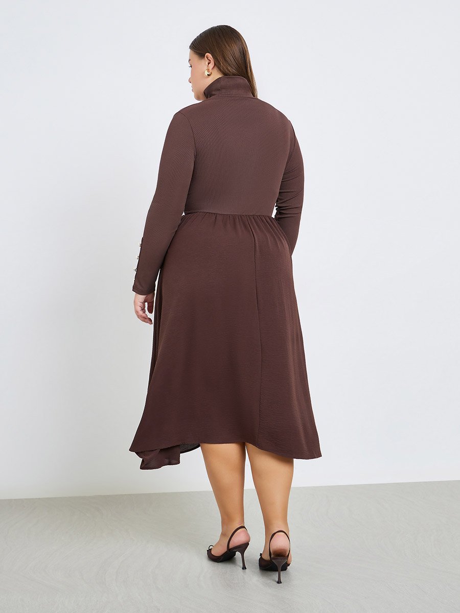 Plus Size Ribbed Long Sleeve Midi Dress