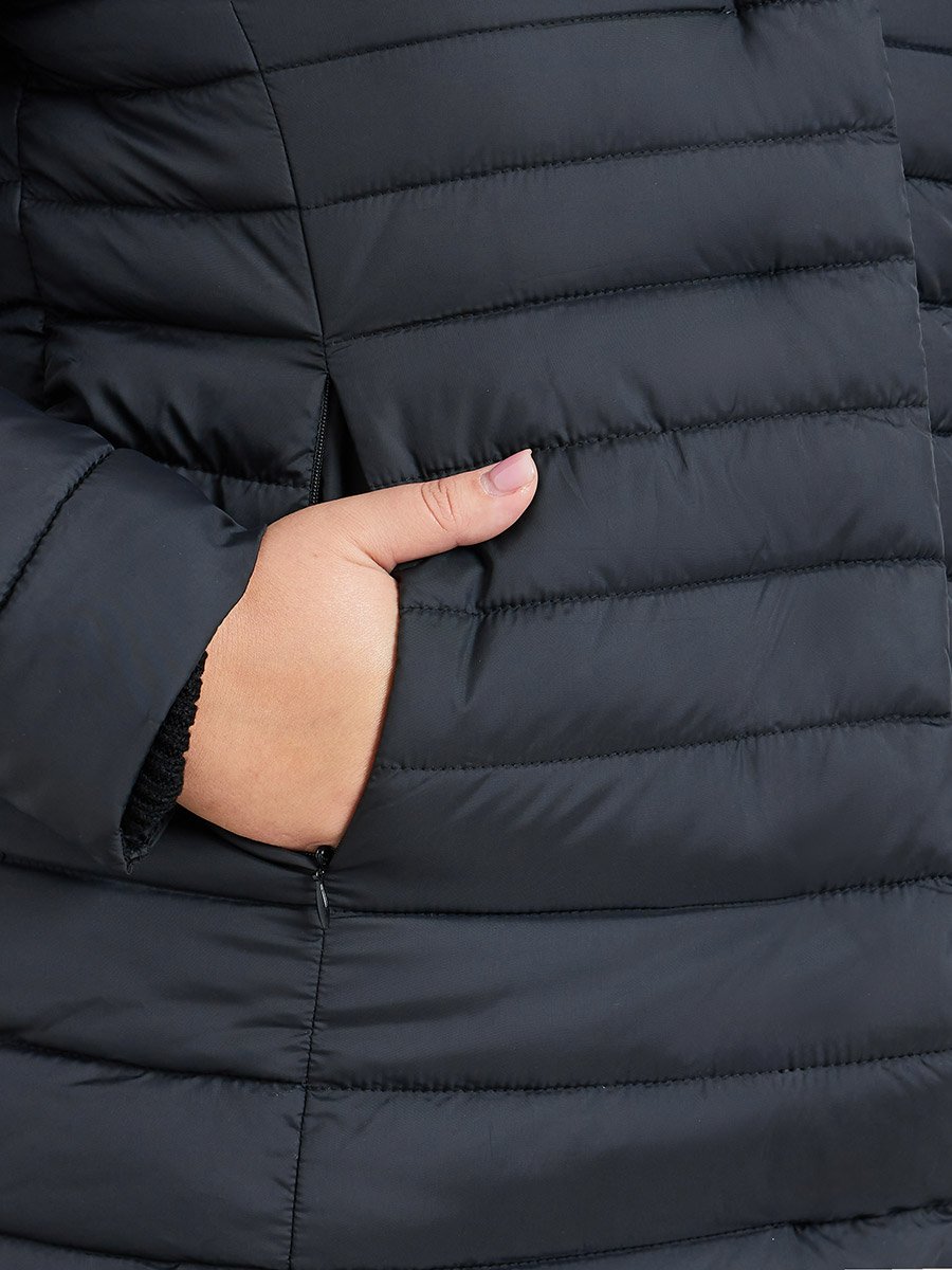 Plus Size Longline Quilted Padded Coat with Hood