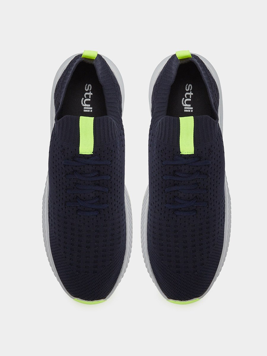 Men Knitted Lace Up Sneakers