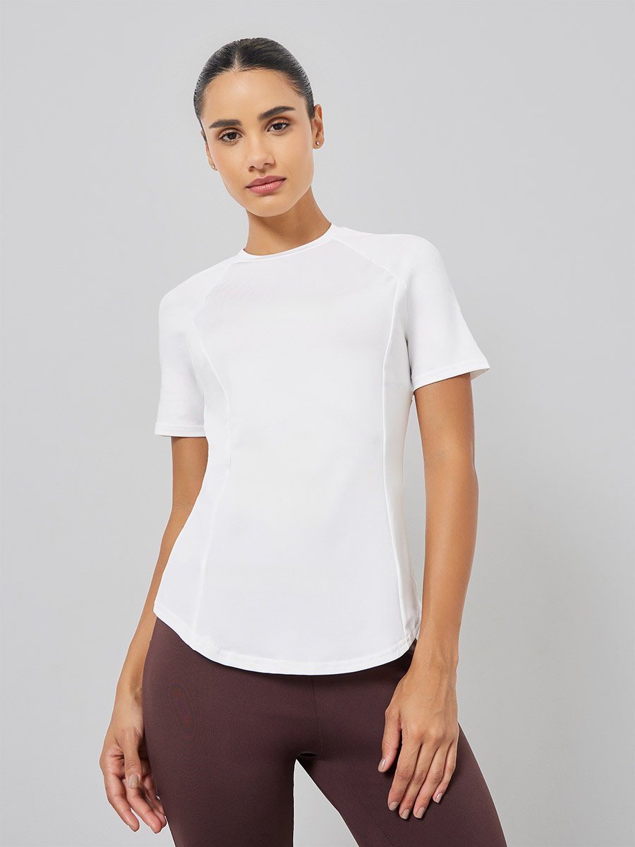 Racerback Mesh Insert Short Sleeve Top
