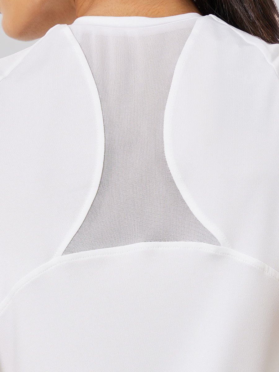 Racerback Mesh Insert Short Sleeve Top