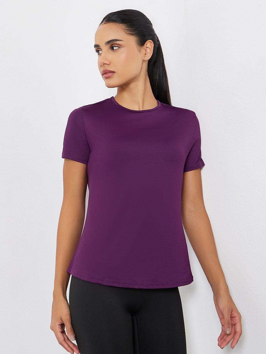 Back Mesh Overlay Detail Short Sleeve Top