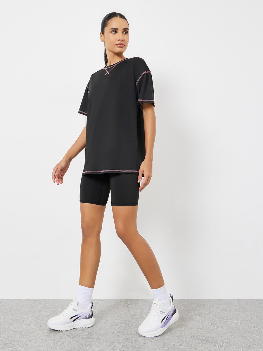 Contrast Hem Stitch Boxy Fit Top