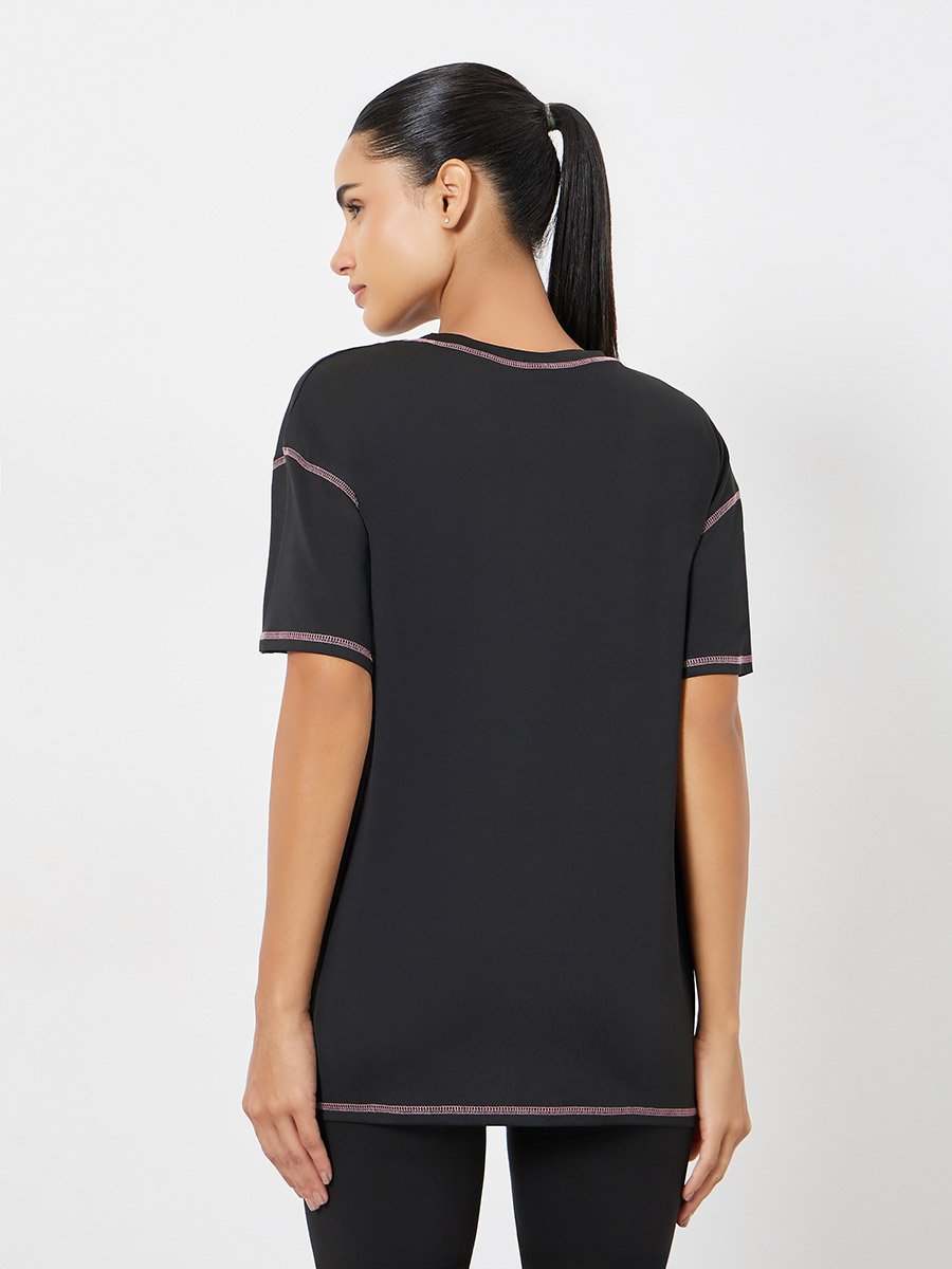 Contrast Hem Stitch Boxy Fit Top