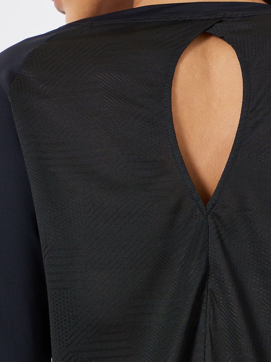 Back Texture Peep Detail Long Sleeve Top