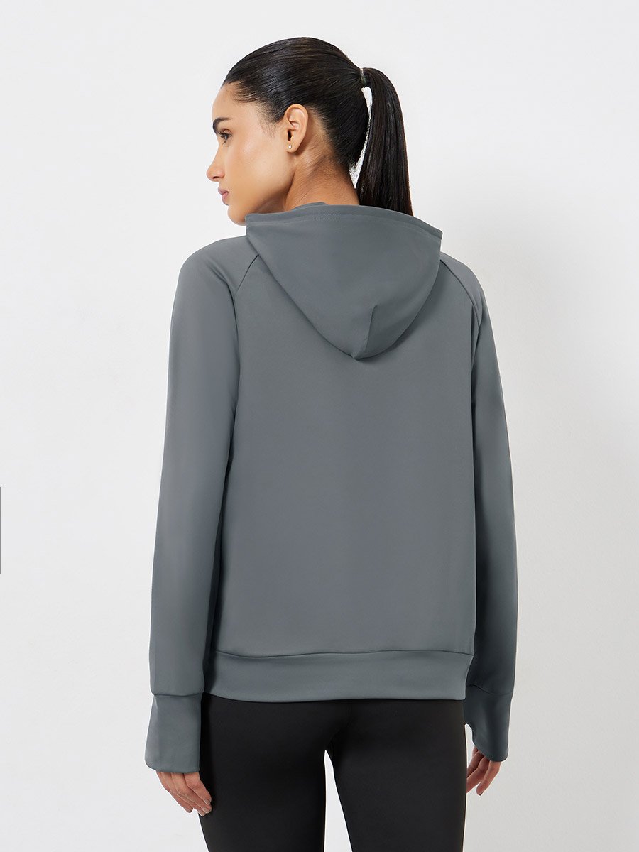 Seam Detail Half Zip Loose Fit Hooded Jacket
