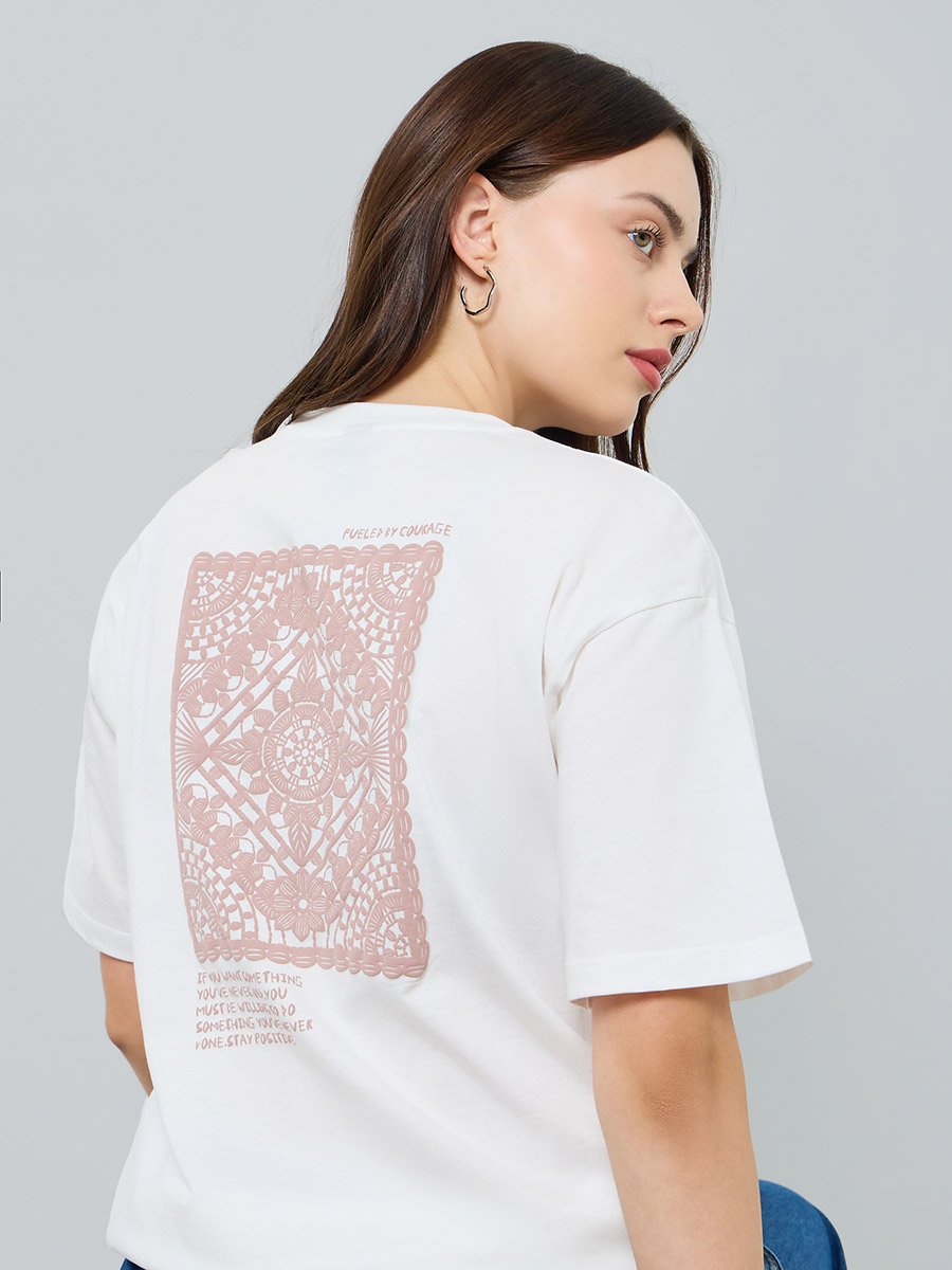 White Off White Graphic Print Cotton T-Shirt