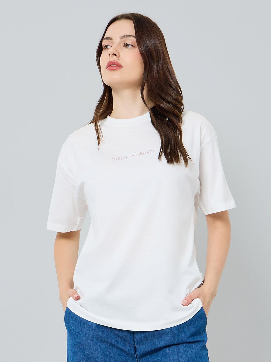 White Off White Graphic Print Cotton T-Shirt