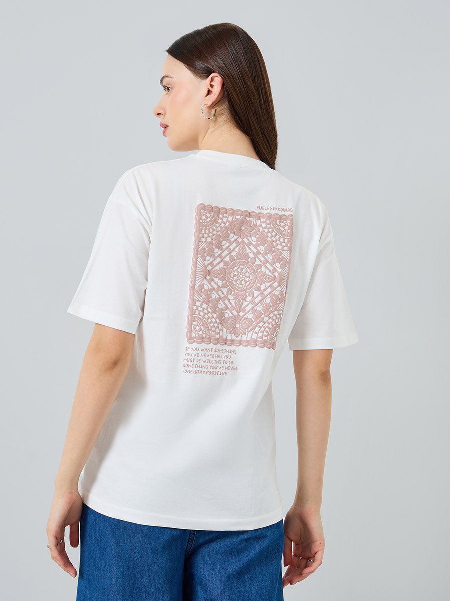 White Off White Graphic Print Cotton T-Shirt