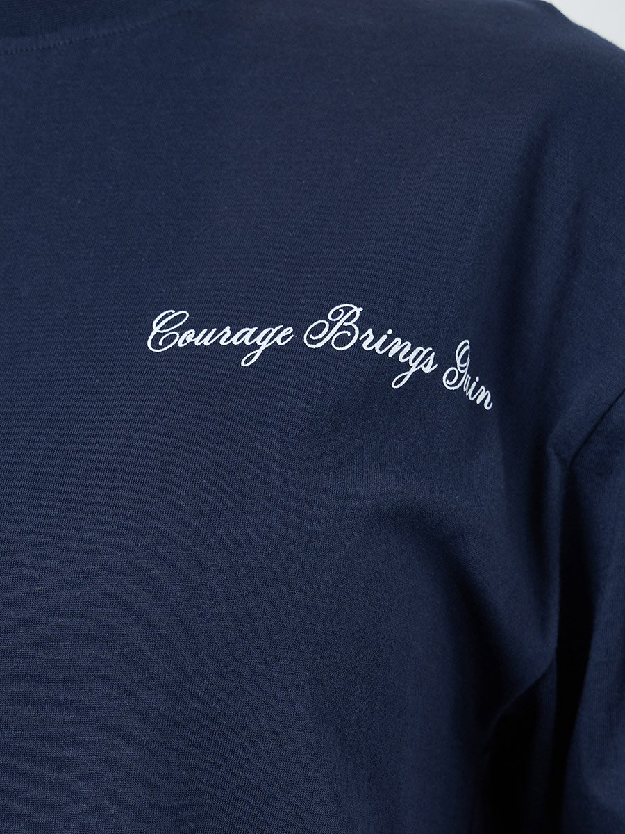 Women Navy Blue Slogan Oversized T-Shirt