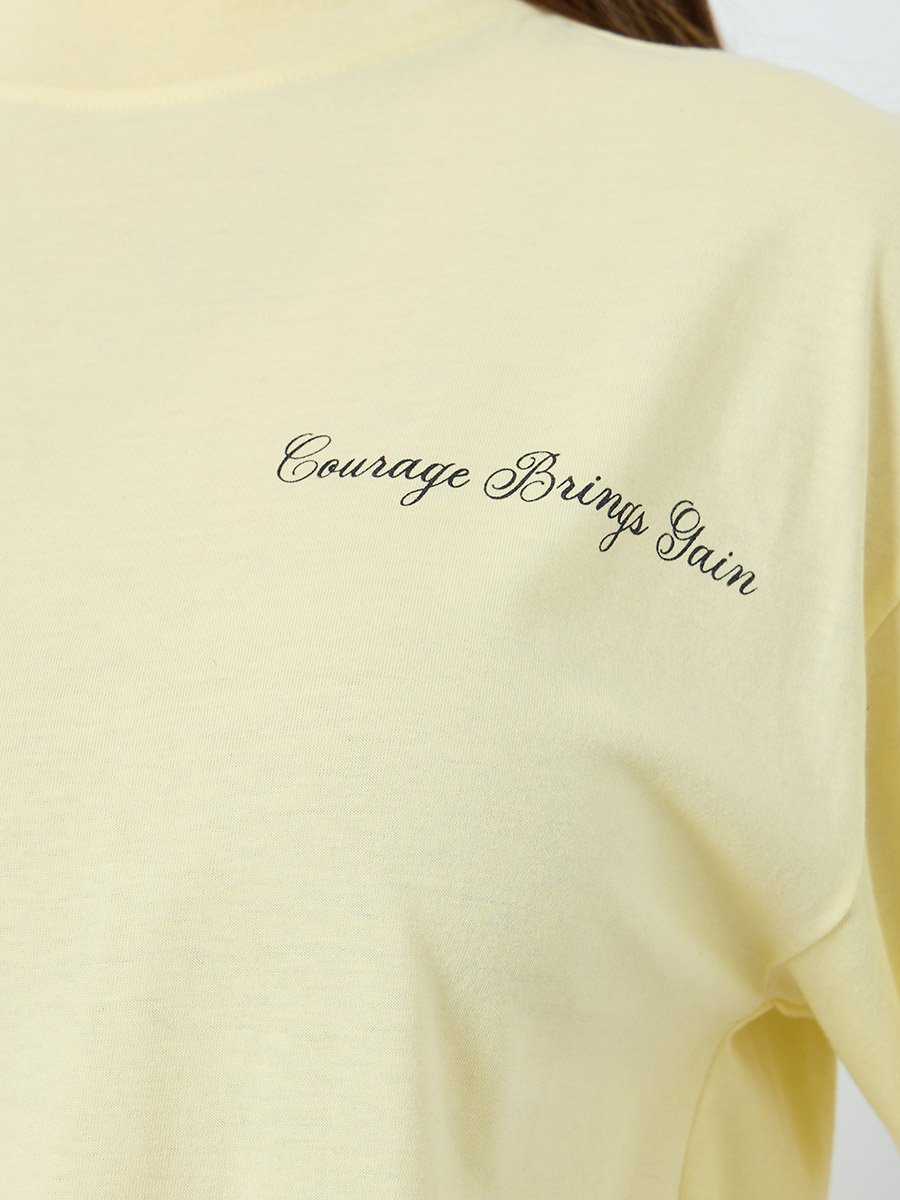 Women Yellow Slogan Print Oversized T-Shirt