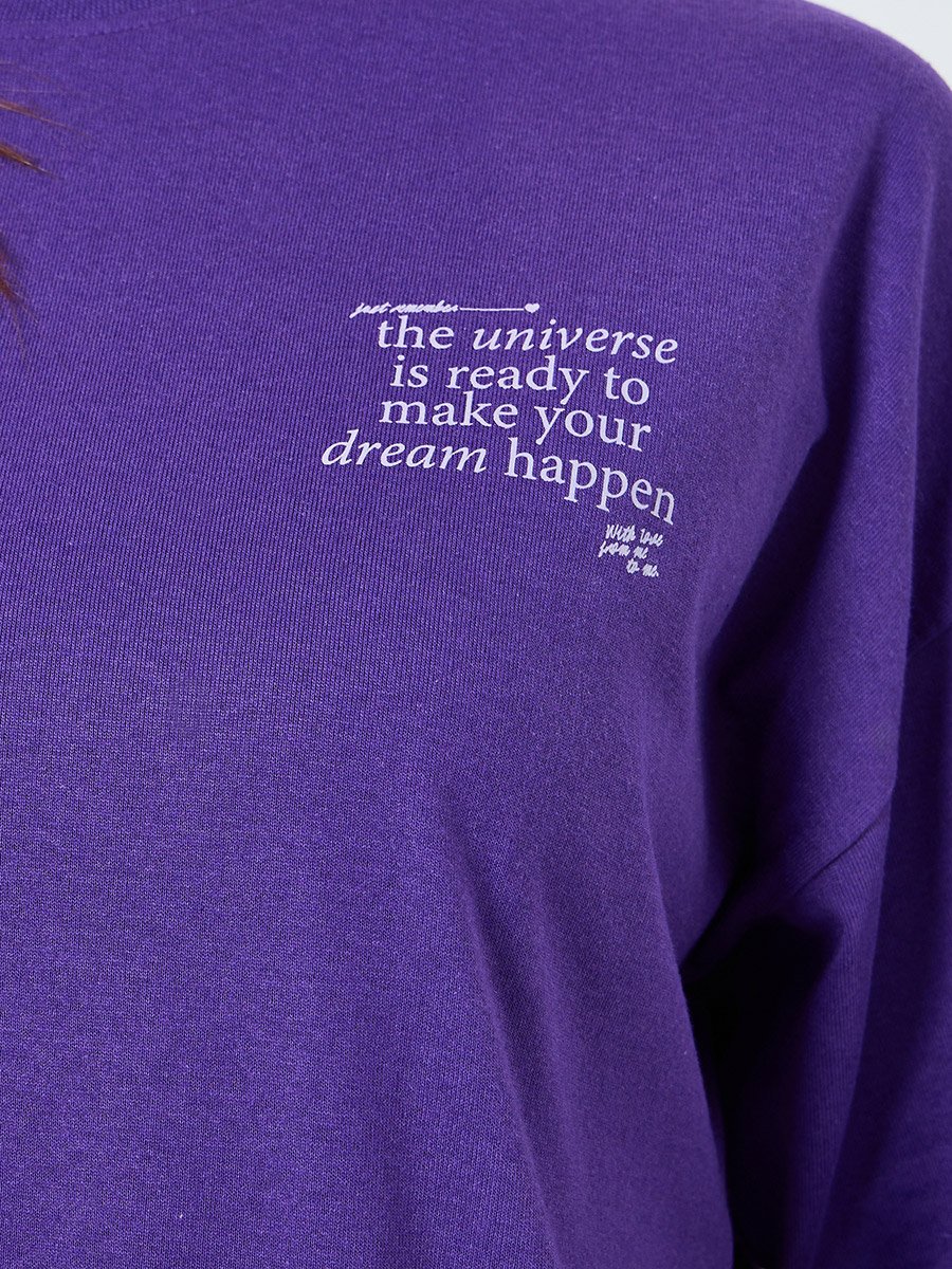Women Purple Slogan Oversized T-Shirt