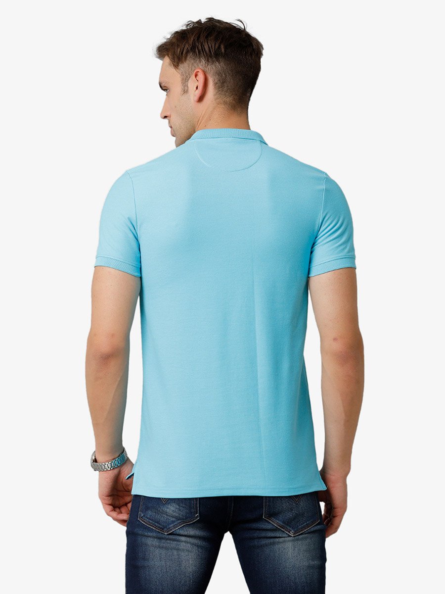 Men Light Blue Cotton Polo