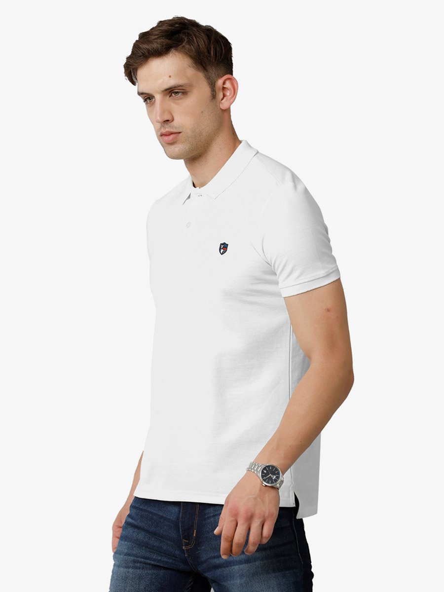 Men Plain White Cotton Polo