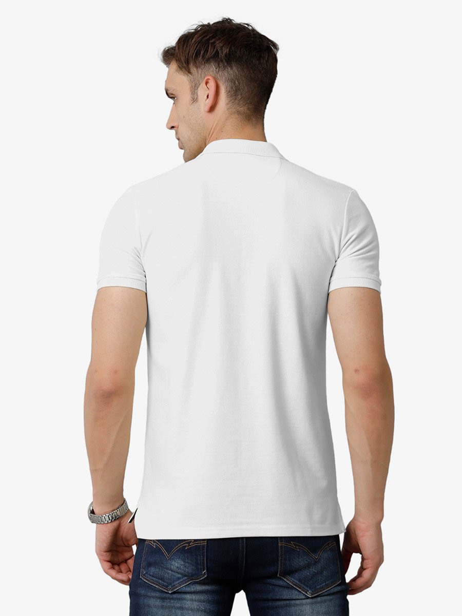 Men Plain White Cotton Polo