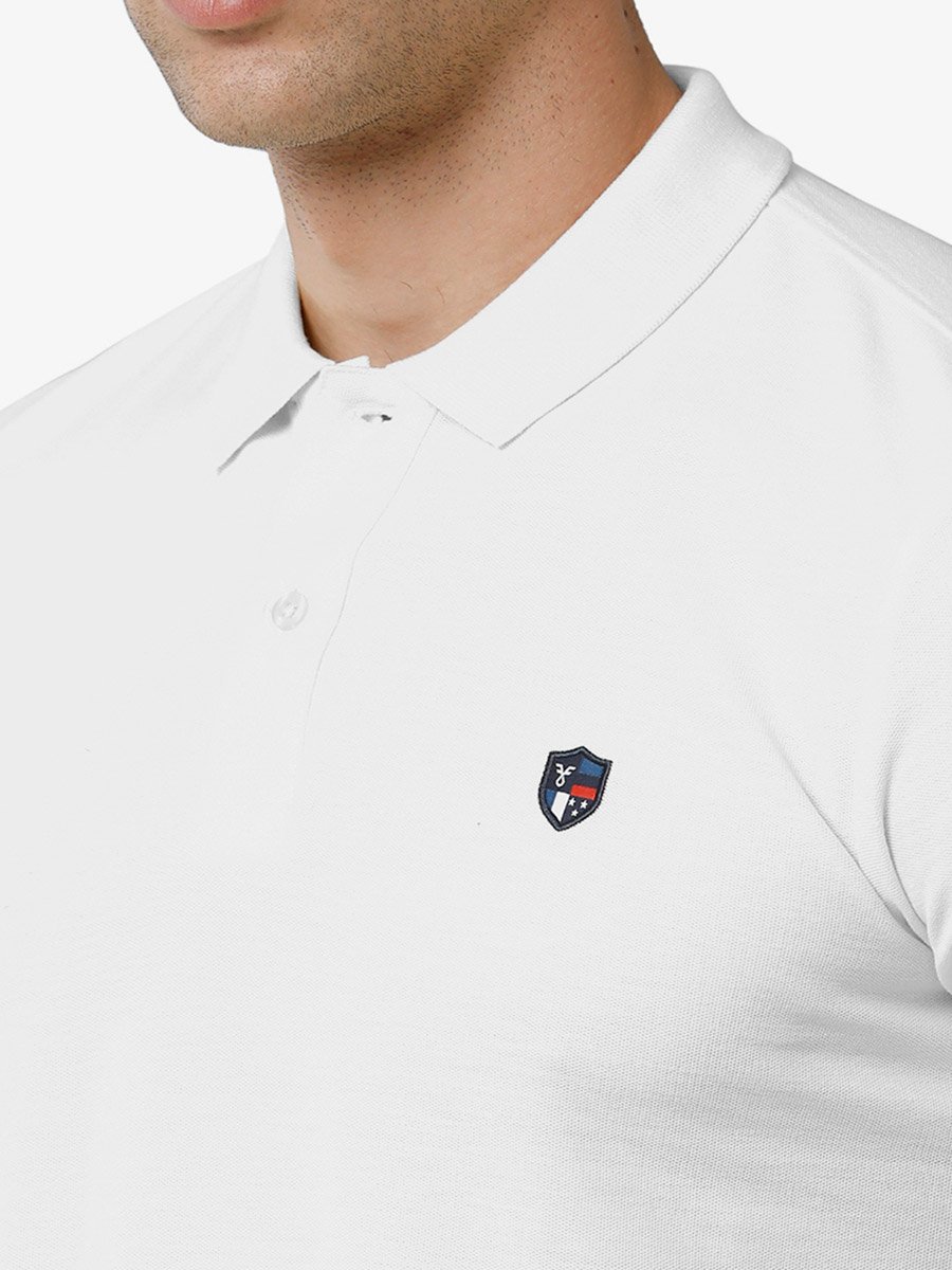 Men Plain White Cotton Polo