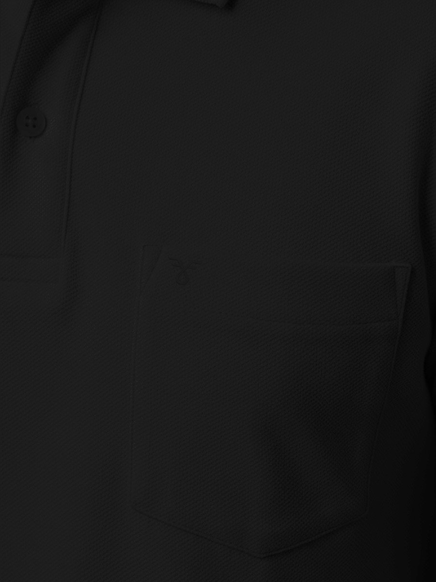 Men Black Cotton Polo with Pocket