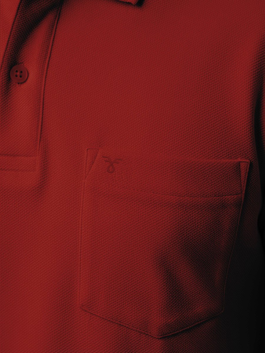 Men Rust Cotton Polo with Pocket