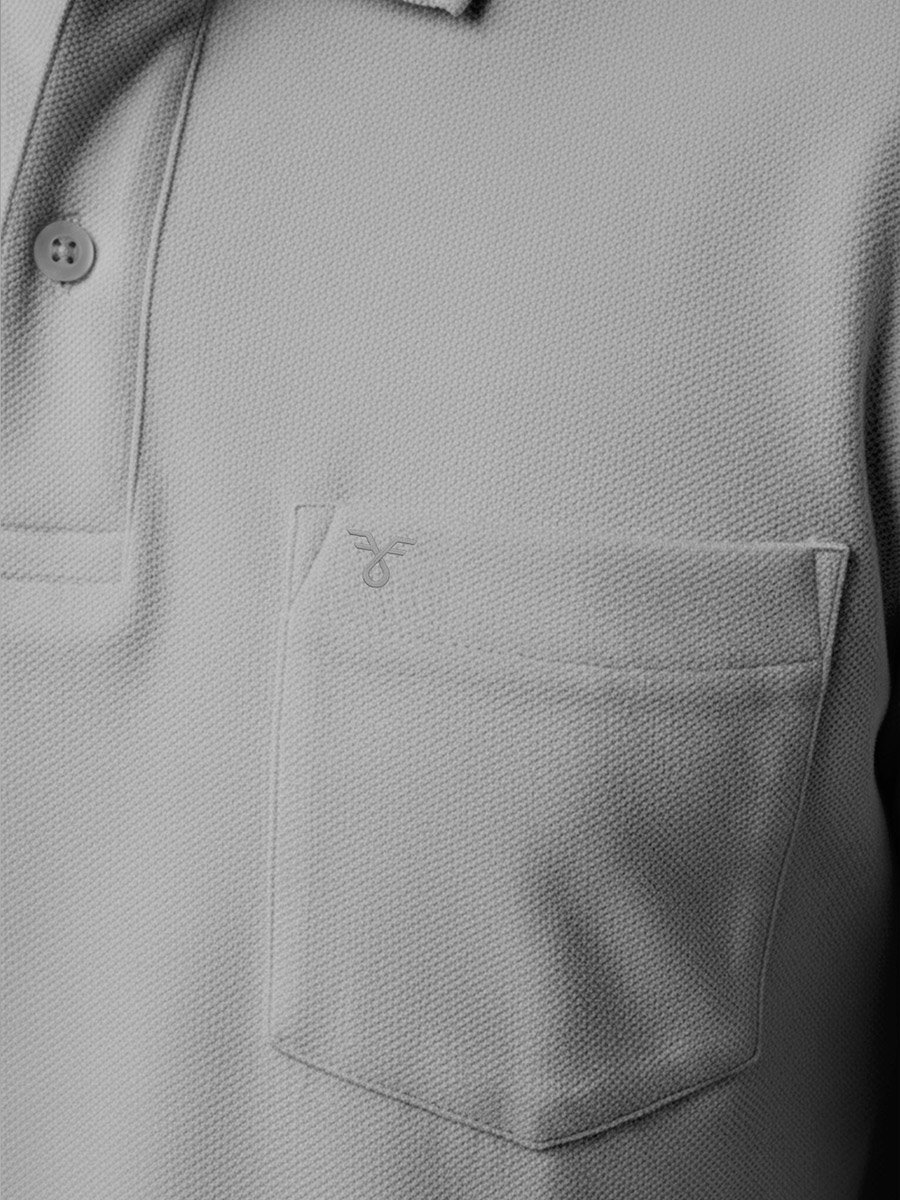 Men Grey Cotton Polo with Pocket