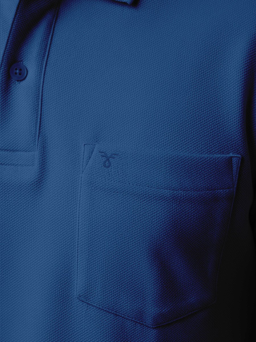 Men Blue Cotton Polo with Pocket