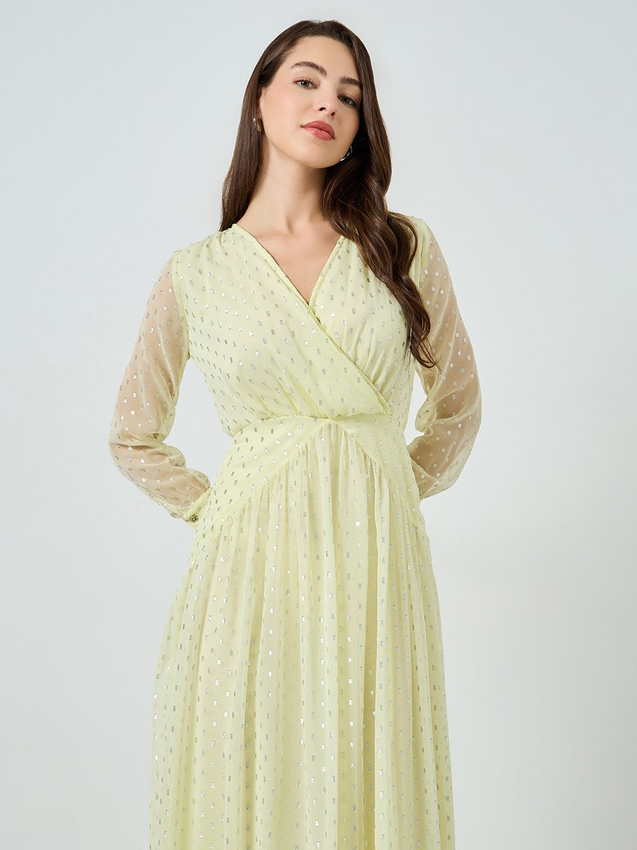 Women Lurex Design A-Line Maxi Dress