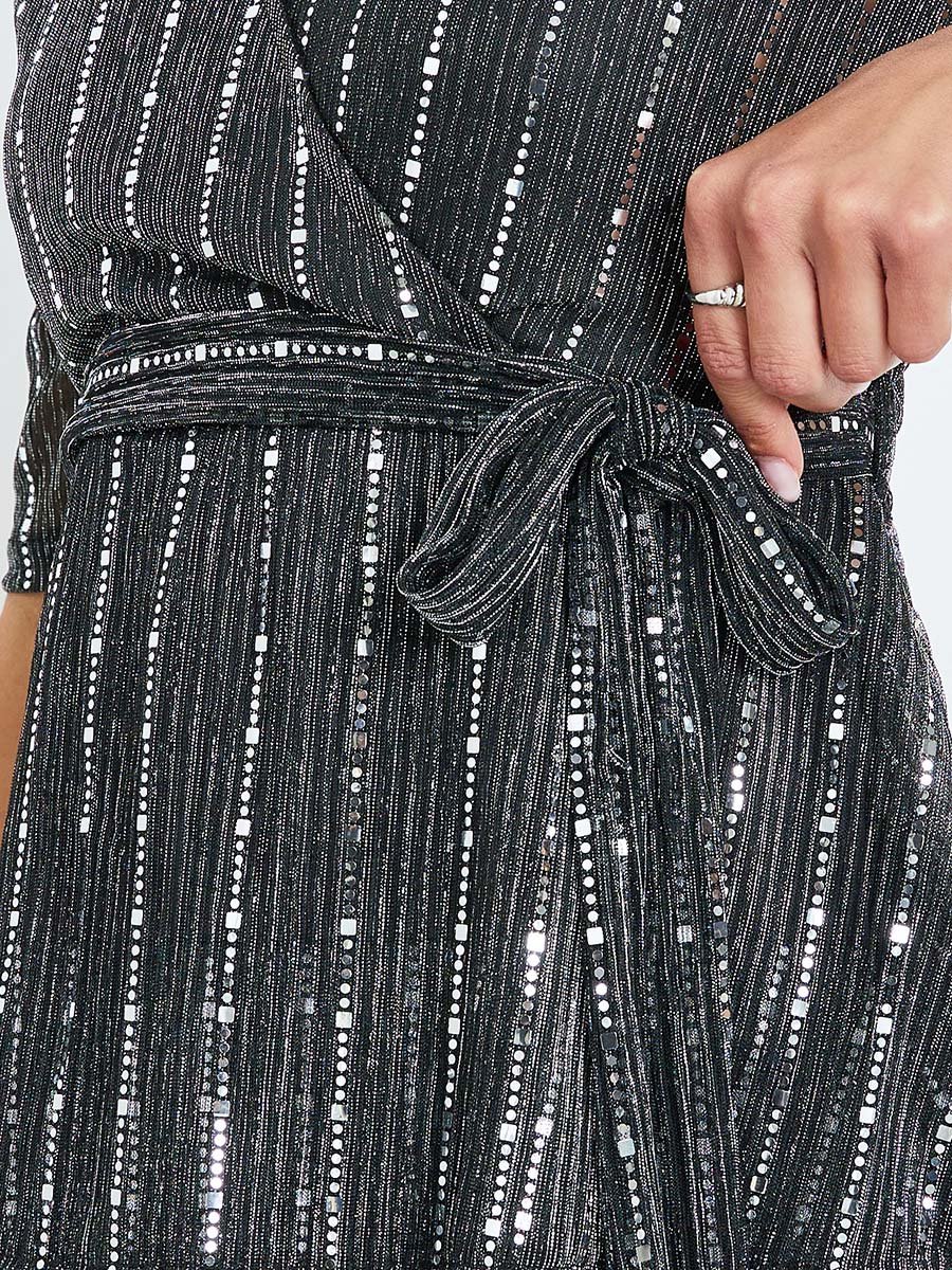 Women Black Sequin Tiered Maxi Dress