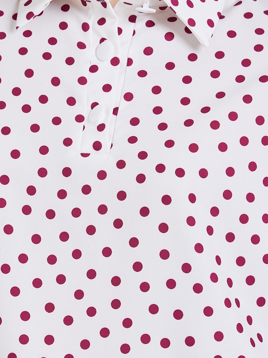 Women Off-White Polka Dot Long Sleeve Shirt