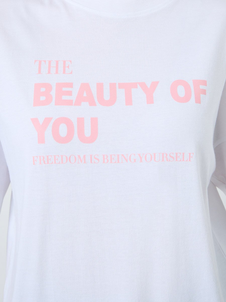 Women White Slogan Print Oversized T-Shirt