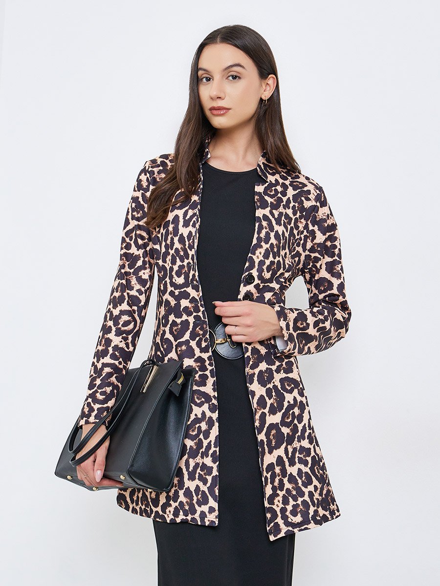 Leopard Print Longline Jacket