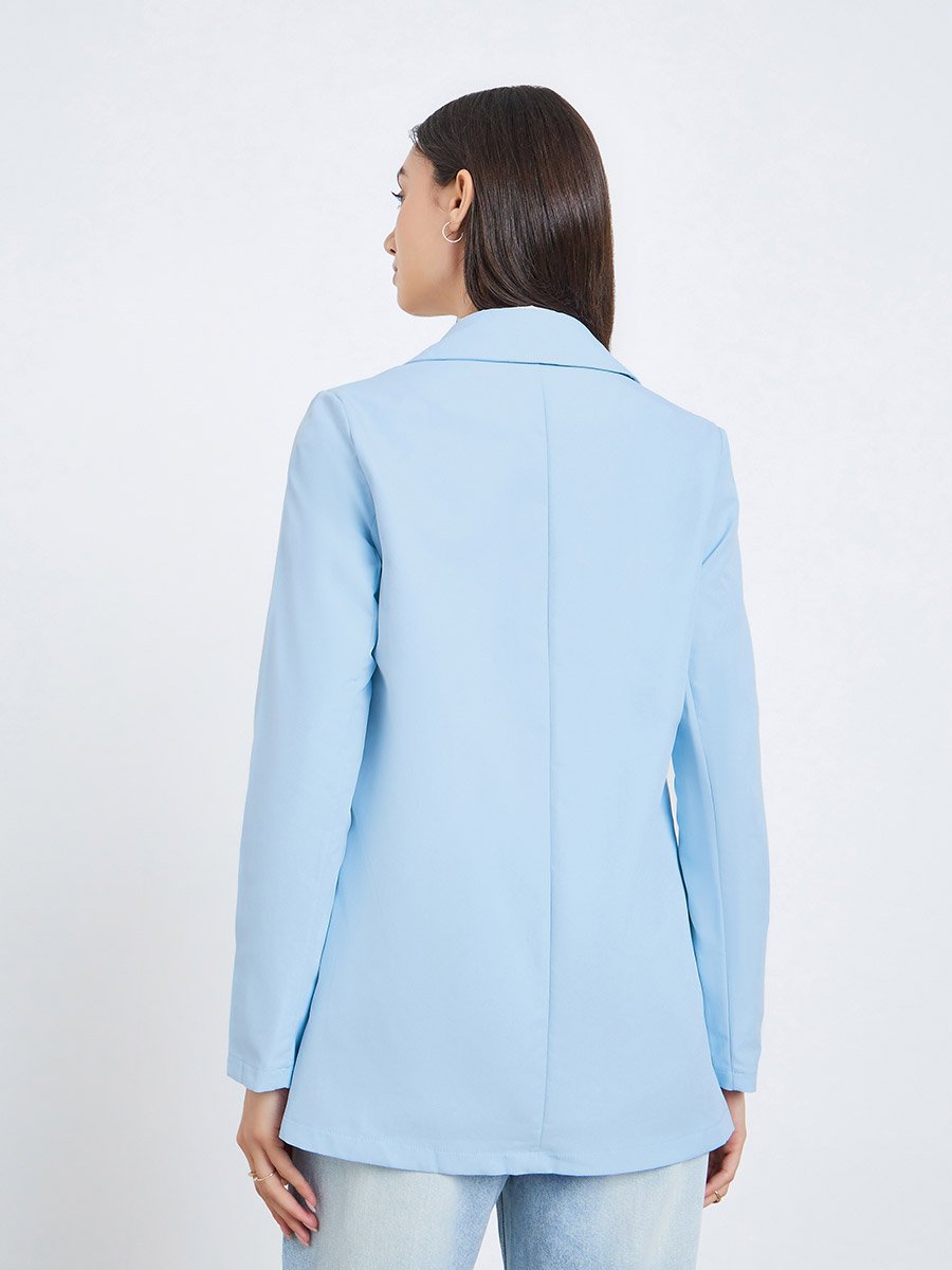Women Solid Pocket Detail Long Sleeve Blazer