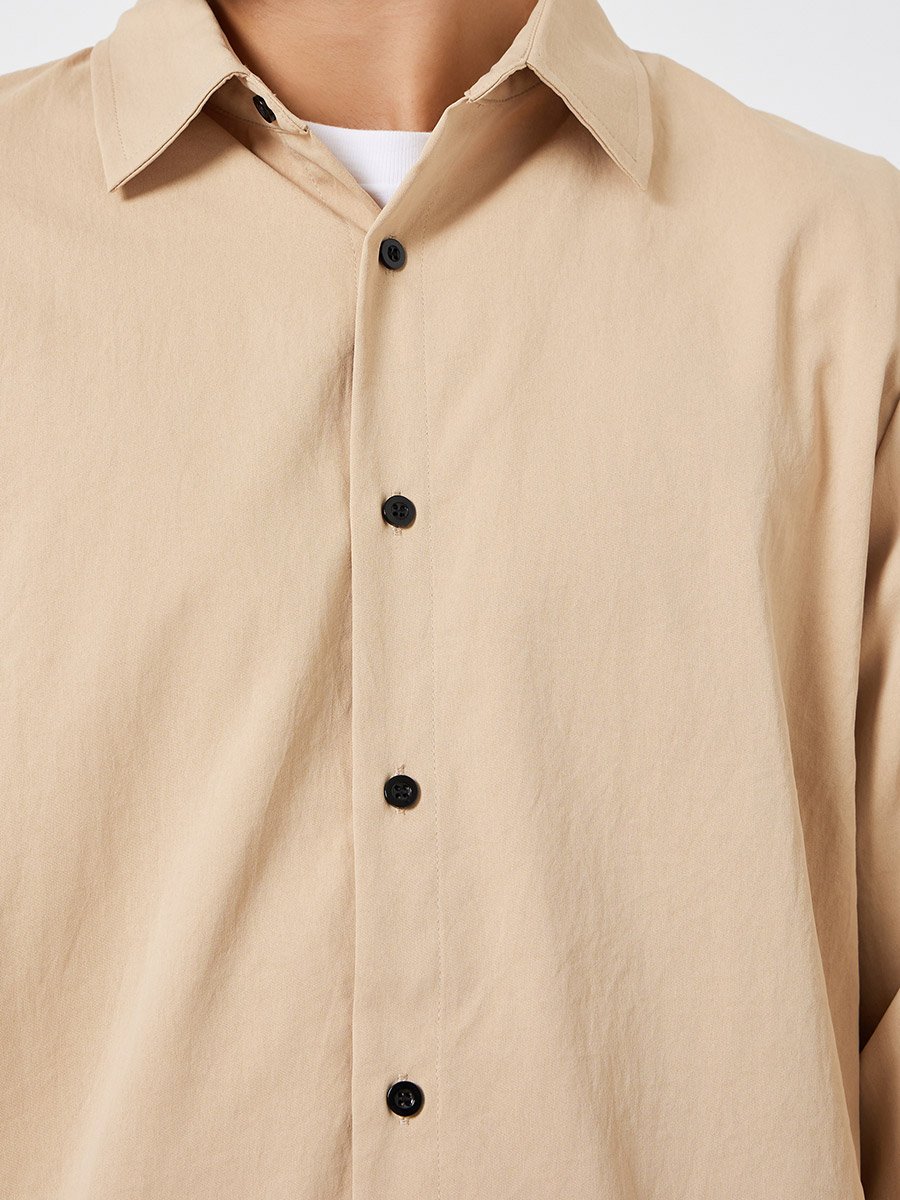 Men Solid Spread Collar Shirt and Pants Co-ords