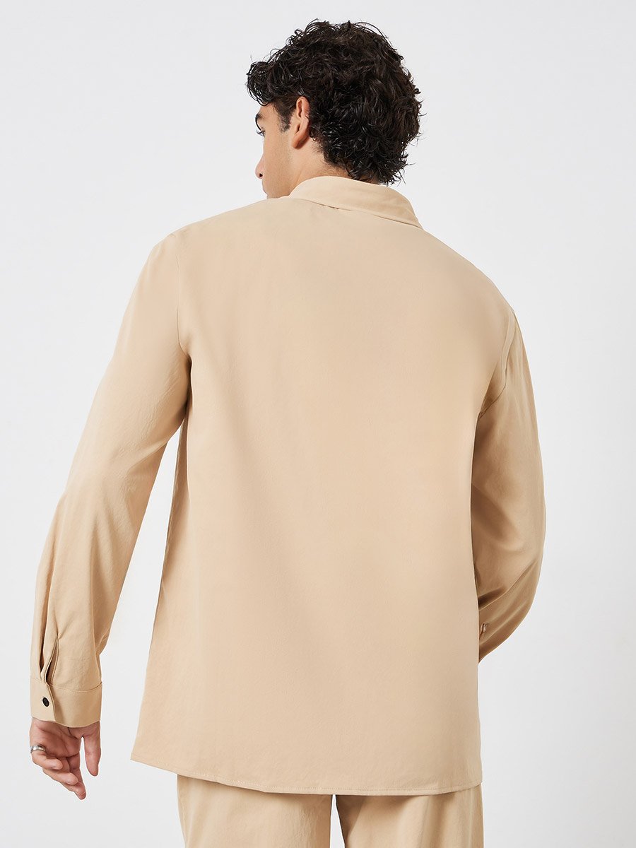 Men Solid Spread Collar Shirt and Pants Co-ords