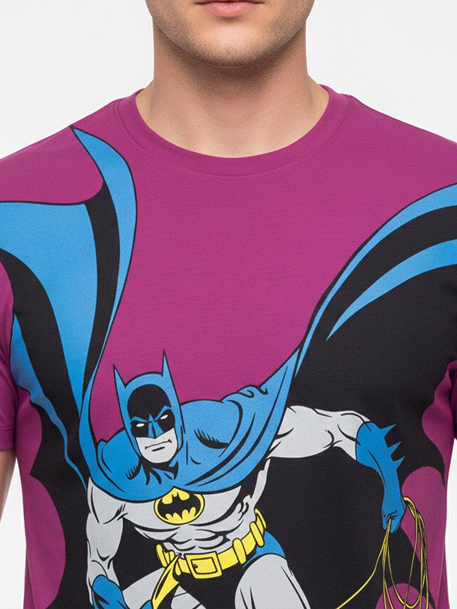 Men Purple Batman Graphic Print T-Shirt