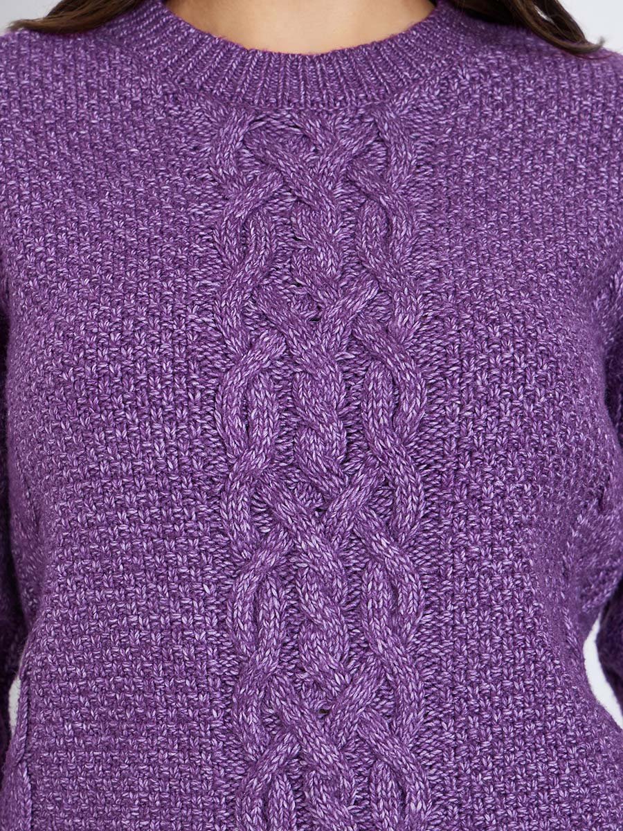 Purple Cable Knit Sweater