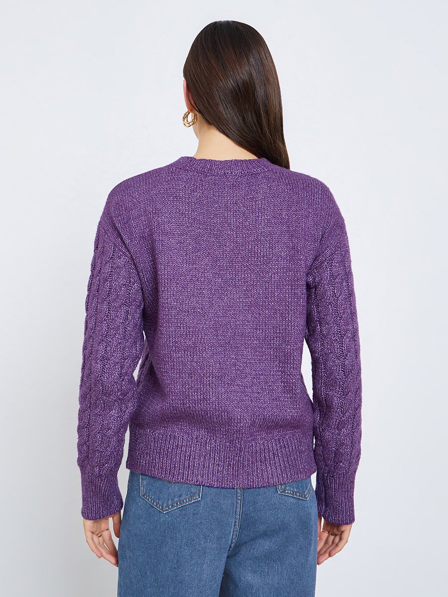 Purple Cable Knit Sweater