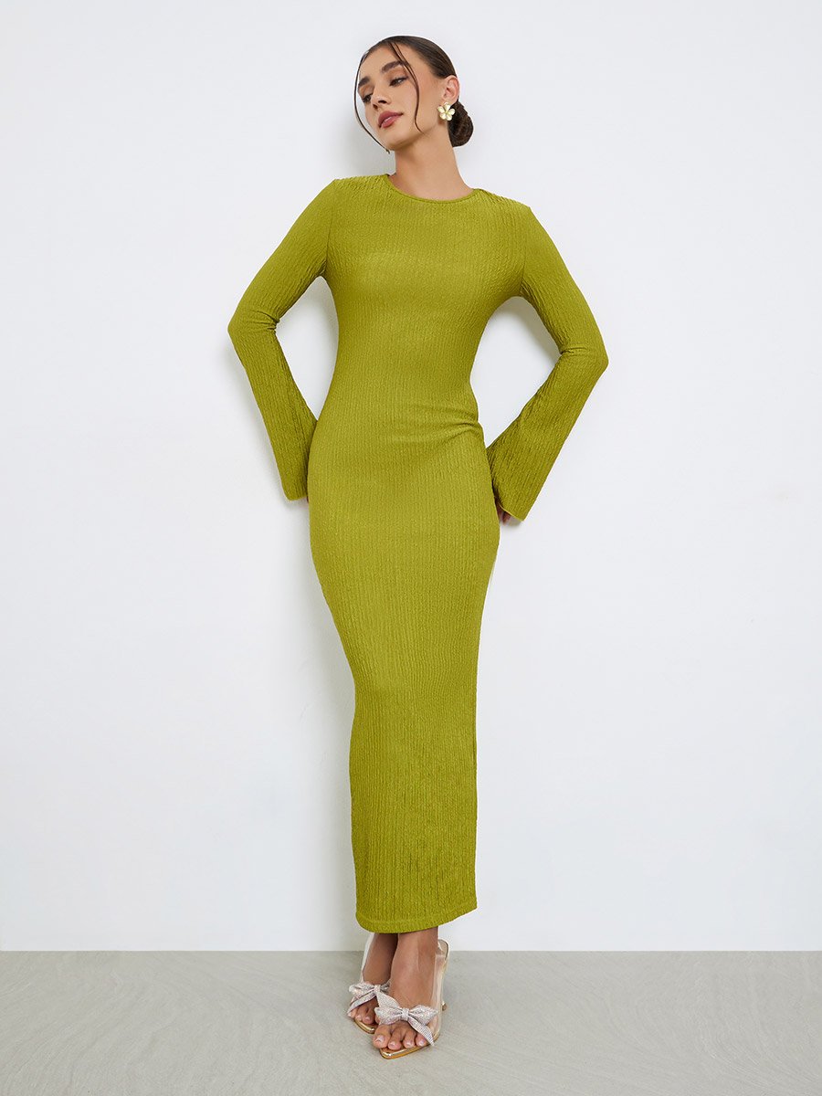 green midi dress bodycon Scuba Crepe Side Neck Bodycon Midi Dress - Emerald Green main image 1