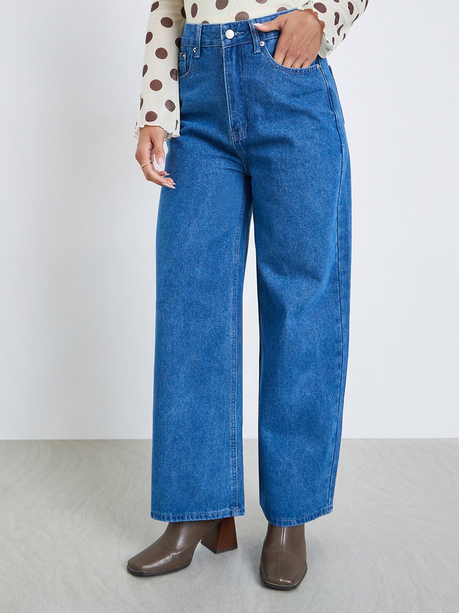 Women High Rise Wide Leg Jeans
