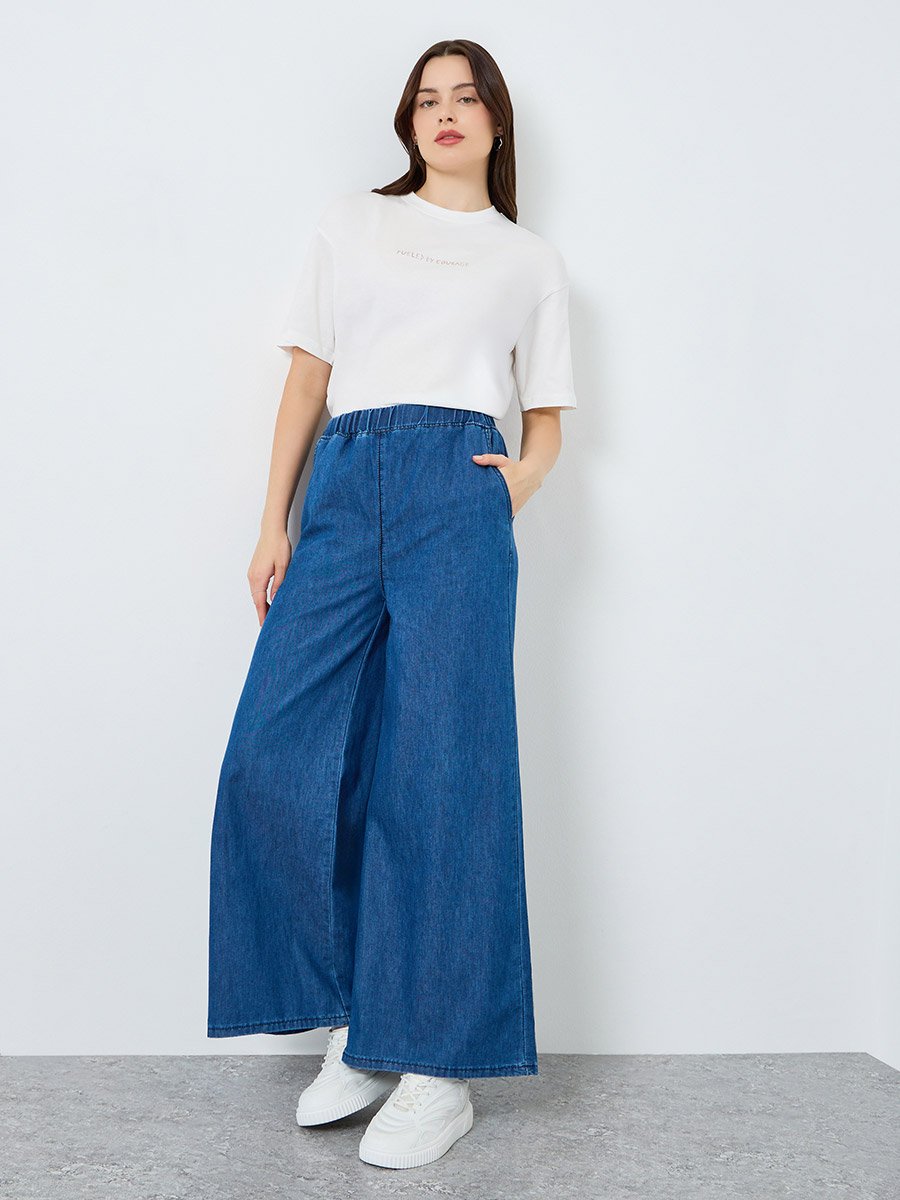 Women High Rise Wide Leg Jeans