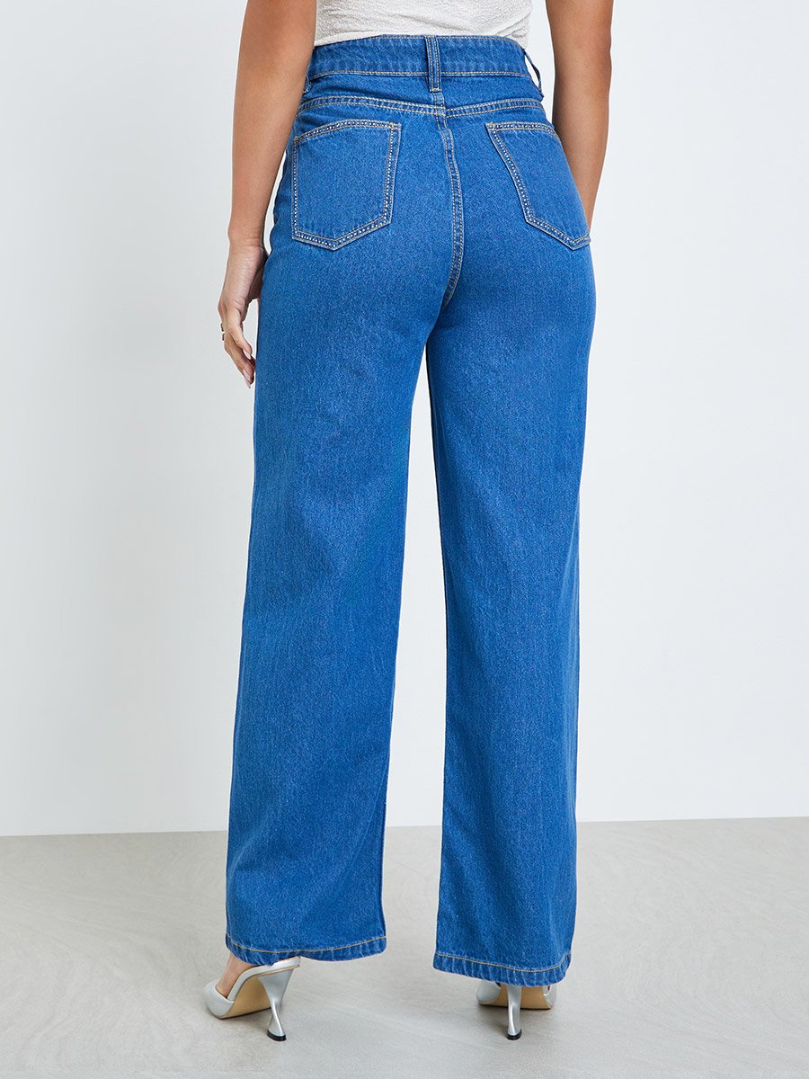 Women High Rise Wide Leg Jeans