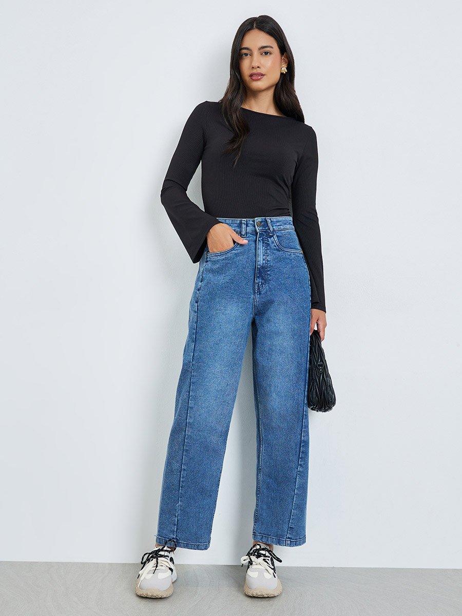 Women Blue High Rise Relaxed Fit Jeans