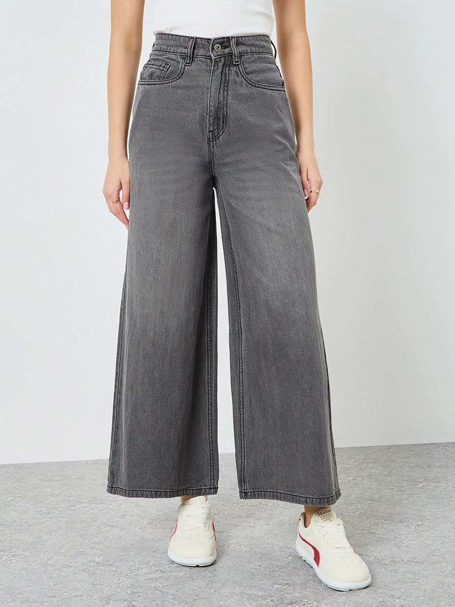 Women High Rise Wide Leg Jeans