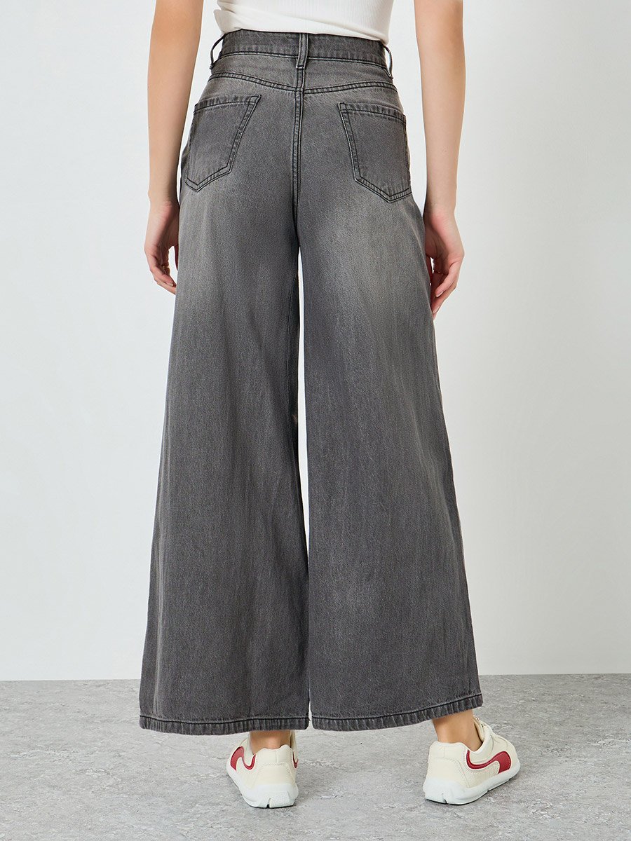 Women High Rise Wide Leg Jeans