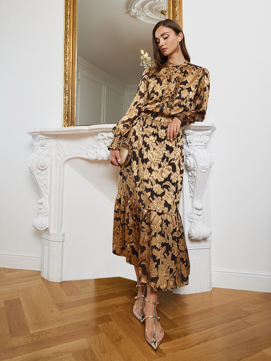 Women Jacquard Top and Skirt Co-Ords