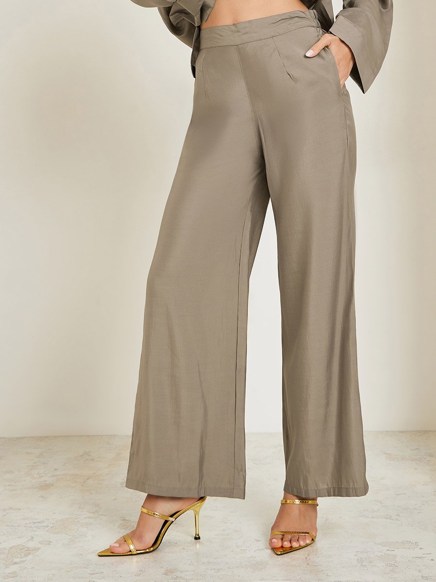 Brown Sequin Detail Top and Pants Co-Ords